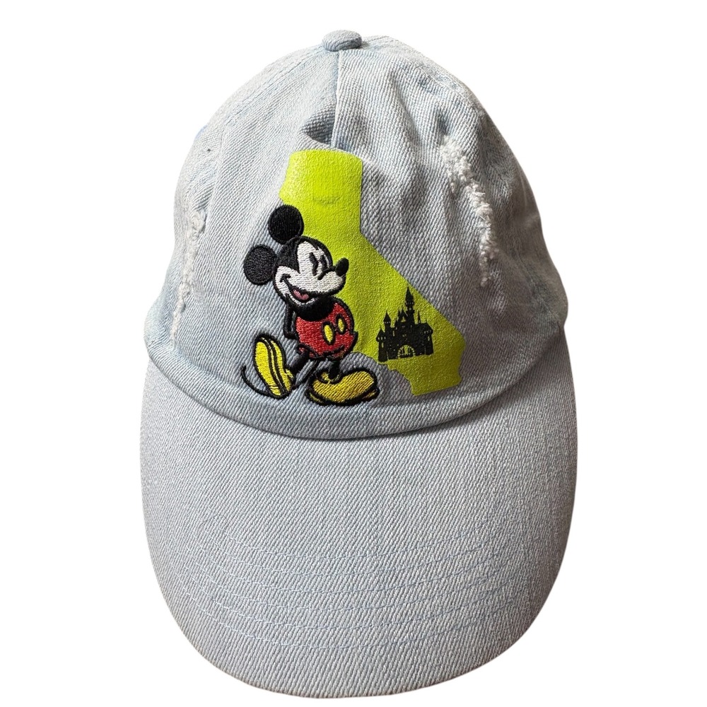 WDW Mickey Mouse Slideback Hat Blue Adult Embroidered Distressed Disneyland